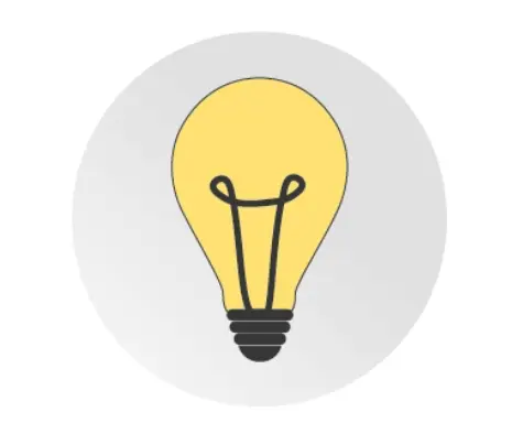 Lightbulb-Icon on gray circle.